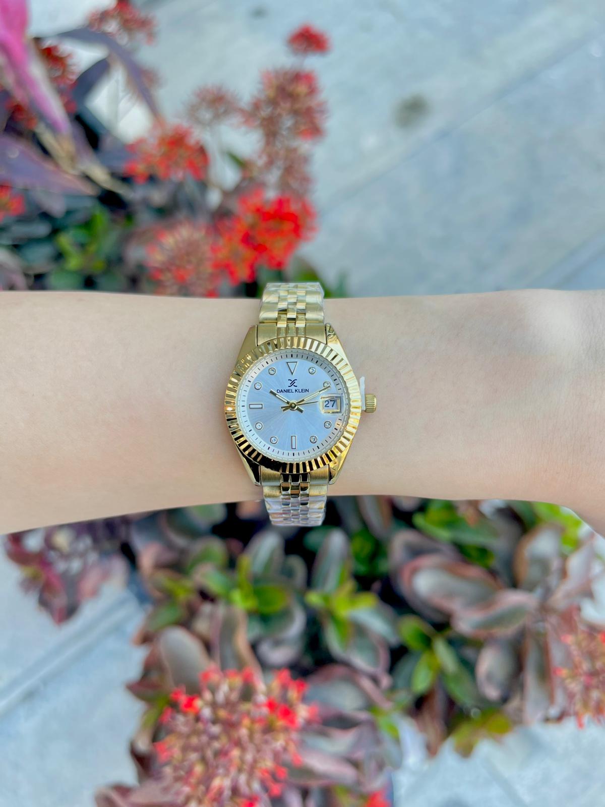 שעון נשים Daniel Klein CLASSIC DK.1.14276-5 זהב מלא עם לוח לבן – תמונה 3
