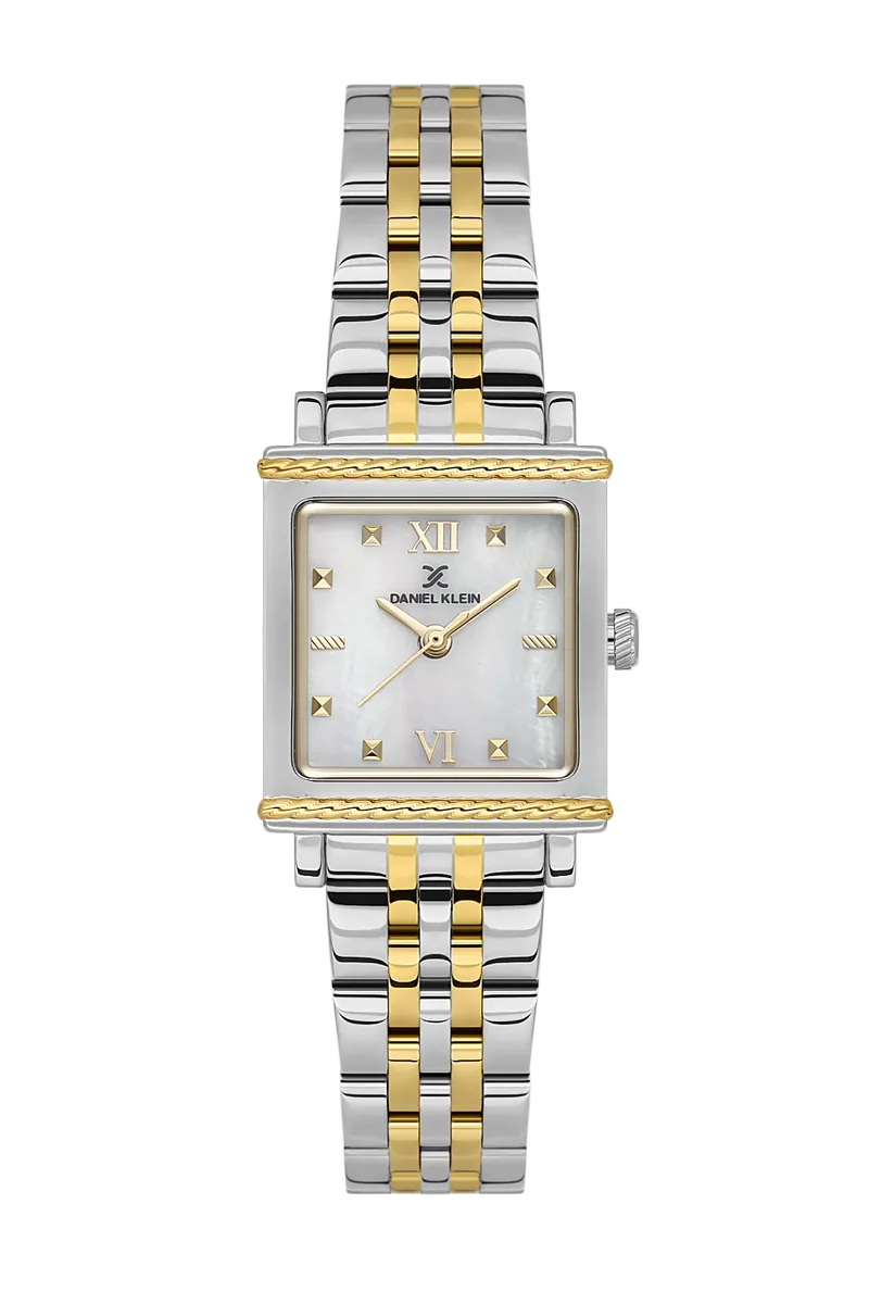 שעון נשים Daniel Klein ICONIC DK.1.14168-3 דו-גווני כסף וזהב – עיצוב מלבני יוקרתי