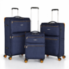סט מזוודות Travel Club דגם DIS2525 בצבע כחול כהה – שלושה גדלים עם גלגלי ספינר 360° והרחבה 15% נפח
