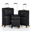 סט מזוודות Travel Club דגם DIS2525 בצבע שחור – שלושה גדלים עם 8 גלגלי ספינר 360° והרחבה 15% נפח