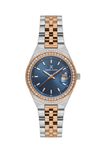שעון נשים יוקרתי משובץ כחול רוז גולד Daniel Klein LUXE