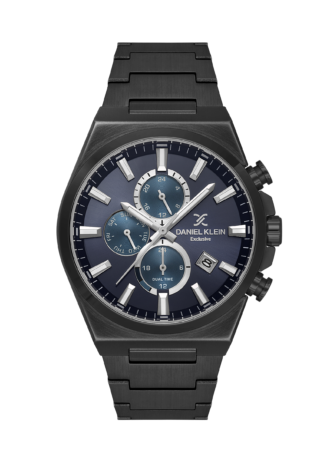 שעון גבר Daniel Klein Elite DK.1.14347-6 לוח כחול גימור שחור מולטי פונקציה