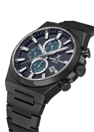 שעון גבר Daniel Klein Elite DK.1.14347-6 לוח כחול גימור שחור מולטי פונקציה
