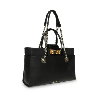 תיק יד לנשים Steve Madden Bbateau CRM שחור עם שרשרת זהב
