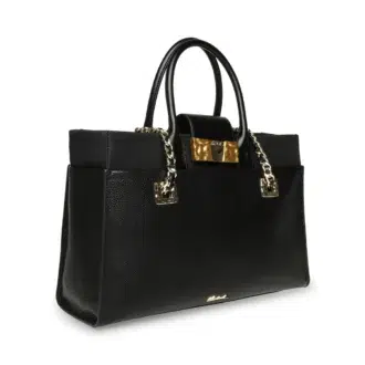 תיק יד לנשים Steve Madden Bbateau CRM שחור עם שרשרת זהב