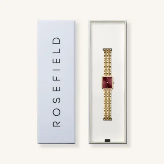 שעון נשים Rosefield OBGSG-O83 מוזהב עם גוף מתומן ולוח בורדו