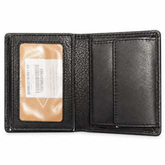 ארנק עור לי קופר Lee Cooper DIW98219-001-00 בצבע שחור עם לוגו מוטבע בחזית ותפרים היקפיים