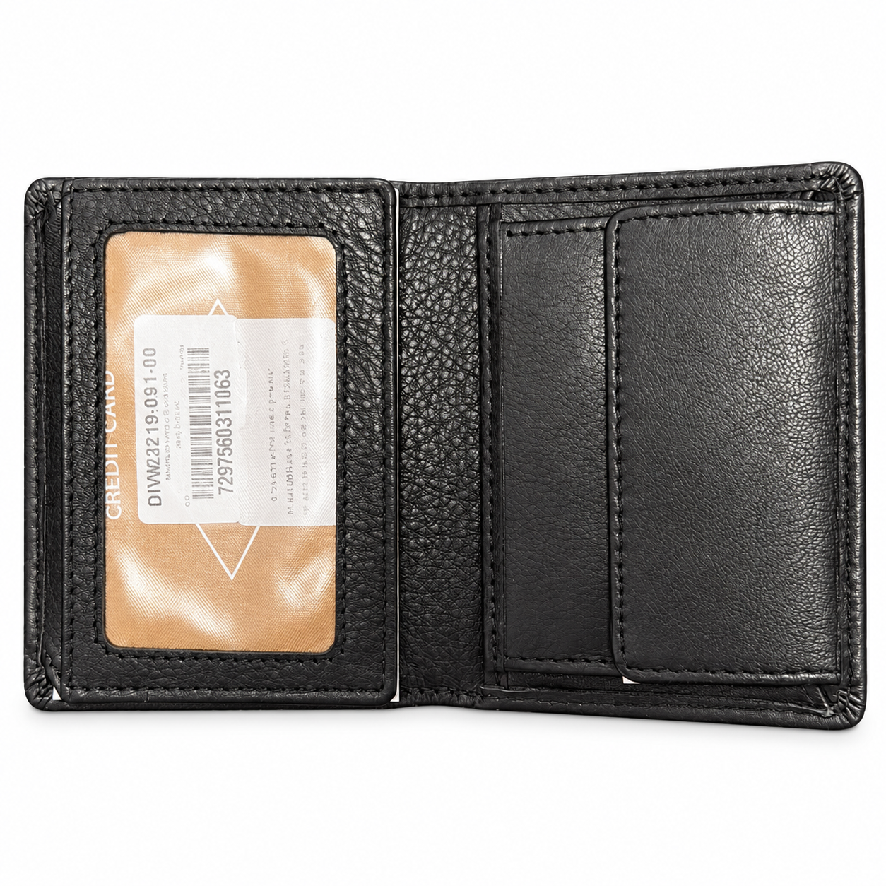 ארנק עור לי קופר Lee Cooper DIW98219-001-00 בצבע שחור עם לוגו מוטבע בחזית ותפרים היקפיים