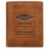 ארנק עור לי קופר Lee Cooper DIW98219-DI237-00 בצבע קוניאק עם לוגו בחזית ומסגרת תפרים כפולה
