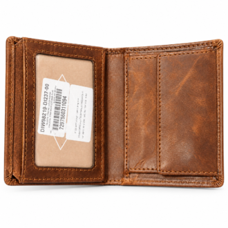 ארנק עור לי קופר Lee Cooper DIW98219-DI237-00 בצבע קוניאק עם לוגו בחזית ומסגרת תפרים כפולה
