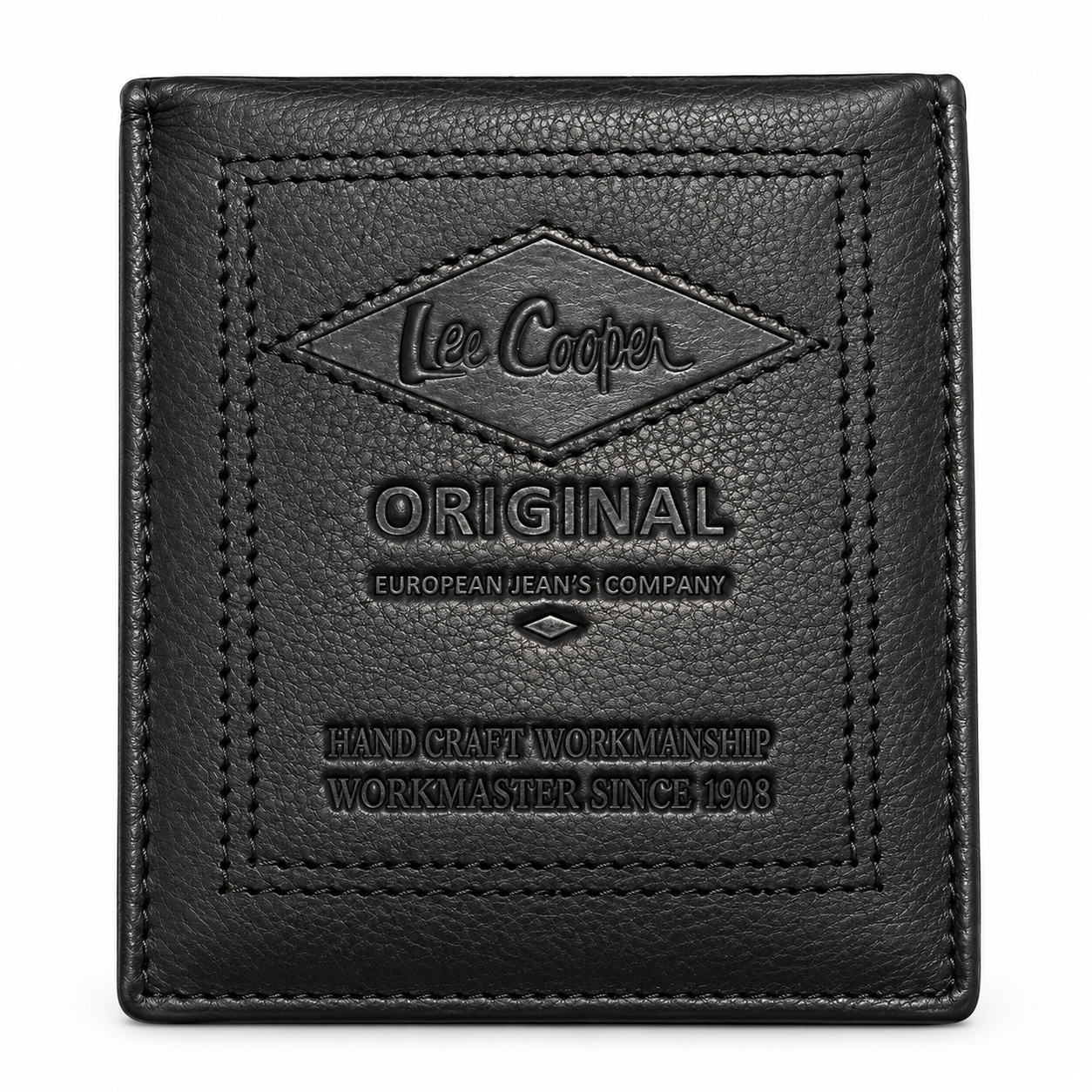 ארנק לי קופר Lee Cooper DIW98644-001-00 בצבע שחור עם לוגו וכיתוב מוטבעים ומסגרת תפרים כפולה בחזית
