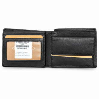 ארנק לי קופר Lee Cooper DIW98644-001-00 בצבע שחור עם לוגו וכיתוב מוטבעים ומסגרת תפרים כפולה בחזית